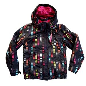 Spyder Lola Snow Ski Jacket Girl 14 L Winter Snowboarding Insulated Pink Print